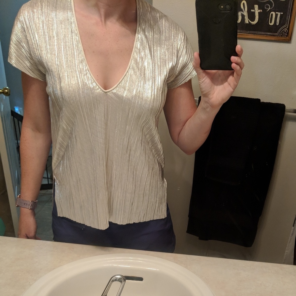 Zara champagne silk blouse